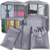 Set da viaggio di 7 organizer impermeabili per valigie, Anteprima dell’immagine prodotto 1