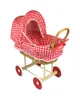 Puppenwagen aus Naturweide, rot-kariert, mit klappbarem Produktbild-Vorschau 1