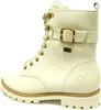A side view of a cream-colored leather boot with gold accents. Produktbild-Vorschau