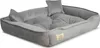 Cama para perros, corralito, 115x95 cm, terciopelo gris Vista previa de la imagen del producto 3