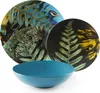 A set of dishes with peacock and fern motifs, including plates and a bowl. Anteprima dell’immagine prodotto