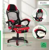 A red and black gaming chair with various dimensions indicated by green lines and text. Produktbild-Vorschau