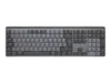 A top-down view of a gray and black mechanical keyboard against a white background. Podgląd zdjęcia produktu