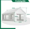 A diagram showing the dimensions of a white tent. Produktbild-Vorschau