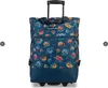 A floral patterned shopping roller bag with a retractable handle and wheels. Produktbild-Vorschau