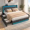 Cama tapizada INONEFT de 140x200 cm con 4 cajones, cama Vista previa de la imagen del producto 2