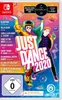 The cover art for the video game Just Dance 2020, featuring two dancers in vibrant outfits and a list of songs and artists. Produktbild-Vorschau