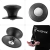 A collage of four images showing a black pot lid handle from different angles, including a close-up and a person holding it. Anteprima dell’immagine prodotto