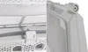 Close-up views of a white lint filter with a gray handle and a white latch. Produktbild-Vorschau