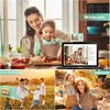 A collage of images showing a digital camera in various use cases, including cooking with family, live streaming outdoors, and video calls. Produktbild-Vorschau