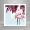 Poster - Poster ohne Rahmen - Flamingos Palmen Mond - 60x60 Produktbild-Vorschau 4