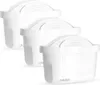 Three white water filter cartridges are arranged in a diagonal line against a white background. Produktbild-Vorschau