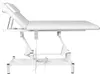 A white electric massage table with an adjustable headrest, shown from the side against a white background. Náhled obrázku produktu