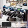 Lit Coffre 140x200 cmPolyuréthaneNoir, LED, Charge USB, Voir les images du produit 7