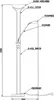 Technical drawing of a floor lamp with dimensions and specifications. Náhled obrázku produktu