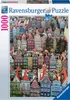 The image shows the packaging of a Ravensburger puzzle. The puzzle itself depicts a dense cityscape of colorful, narrow, European-style buildings with red roofs. Produktbild-Vorschau