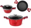 A collage of a red pot with a glass lid, showing different angles. Anteprima dell’immagine prodotto