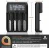 A 3D render of a black universal battery charger with dimensions indicated. Produktbild-Vorschau