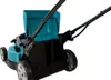 A close-up view of a teal and black lawnmower, shown from a slightly elevated rear angle against a white background. Náhled obrázku produktu
