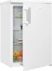 A white refrigerator with its door open, showing shelves and fruit inside. Produktbild-Vorschau