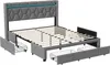 A disassembled bed frame with drawers pulled out, showing the internal structure and features. Náhľad obrázku produktu