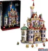 A LEGO Disney Beauty and the Beast castle set is shown, both in its packaging and assembled. Produktbild-Vorschau