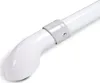 Close-up view of a white curved pipe with a gray connector. Produktbild-Vorschau