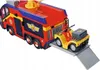 A toy fire truck with a yellow ATV loaded onto its ramp. Produktbild-Vorschau