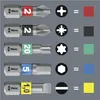 A set of screwdriver bits with corresponding symbols and color-coded markers. Produktbild-Vorschau