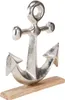 Deko Anker Metall Holz Silber Maritim 31cm Sommerdeko Produktbild-Vorschau 1