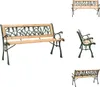 vidaXL Gartenbank 122 cm Gusseisen und Massivholz Tanne -  Produktbild-Vorschau 1