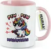 Huuraa Kaffeetasse Pew Pew cooles Einhorn 330ml Rosa Produktbild-Vorschau 1