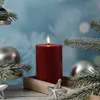 LED Stumpenkerze MIA - Echtwachs - realistische 3D Flamme - H: 15cm - D: 10cm - bordeauxrot Produktbild-Vorschau