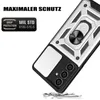 A close-up marketing image of a phone case with a ring holder and camera protection, displayed diagonally against a white background. Produktbild-Vorschau