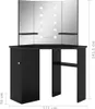 vidaXL Eck-Schminktisch mit LED Schwarz 111x54x141,5 cm Produktbild-Vorschau 8