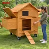 Mobiler Hühnerstall Holz mit Rampe 2 Nestboxen & Rollen Produktbild-Vorschau 4