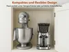 Two kitchen appliances, a stand mixer and an ice cream maker, are shown inside a cabinet. Podgląd zdjęcia produktu