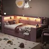 Gepolstertes Funktionsbett 90x200 mit Schreibtisch & LED, Produktbild-Vorschau 1