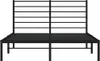A black metal bed frame with a slatted headboard and base, shown from the front against a white background. Náhled obrázku produktu