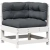 7-tlg. Garten-Lounge-Set mit Kissen Weiß Massivholz Kiefer Produktbild-Vorschau 4