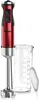 A red and silver immersion blender with a clear measuring cup and lid, displayed on a white background. Anteprima dell’immagine prodotto