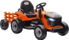 An orange toy tractor with a trailer, shown from a three-quarter front angle against a white background. Náhľad obrázku produktu