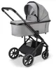 A studio shot of a gray and black baby stroller. Produktbild-Vorschau