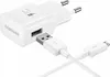 A white Samsung fast charging USB adapter with a white USB to micro-USB cable. Produktbild-Vorschau