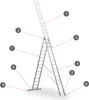 A silver multi-purpose ladder is shown in an A-frame configuration against a white background. Produktbild-Vorschau