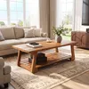 Salontafel van massief hout, 140 cm breed, bijzettafel met Productafbeelding-voorbeeld 5