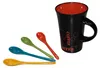 4er-Set Keramik Kaffeebecher & Löffel Kaffeetassen schwarz Produktbild-Vorschau 2