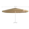 vidaXL Copertura di ricambio per ombrellone Taupe 515 cm Anteprima dell’immagine prodotto 6