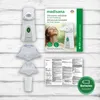 A flat lay of a medisana ultrasonic nebulizer, its accessories, and packaging, arranged on a wooden background. Produktbild-Vorschau