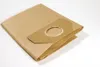 A folded brown paper vacuum cleaner bag with a cardboard attachment. Produktbild-Vorschau